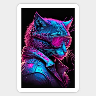 Cool Cat Portrait Cyber Future Style Sticker